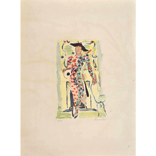 Harlequin is an original Lithograph realized by Robert Fonténé. The artwork is in good condition on a yellowed paper and...