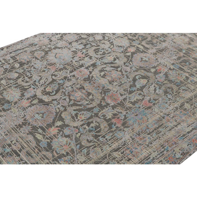 Rug & Kilim Rug & Kilim’s Persian Style Modern Rug in Gray With Polychrome Floral Patterns For Sale - Image 4 of 6