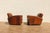 Vintage Pair Art Deco Revival Distressed Brown Leather Club Chairs & Ottomans, 1980s For Sale - Image 4 of 18
