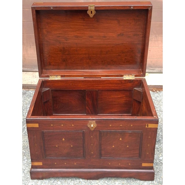 Brown Mid 20th Century Federal Style Brass Inlaid Rosewood Chest For Sale - Image 8 of 12