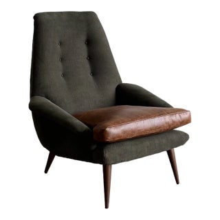 1960s Danish Modern High Back Lounge Chair For Sale