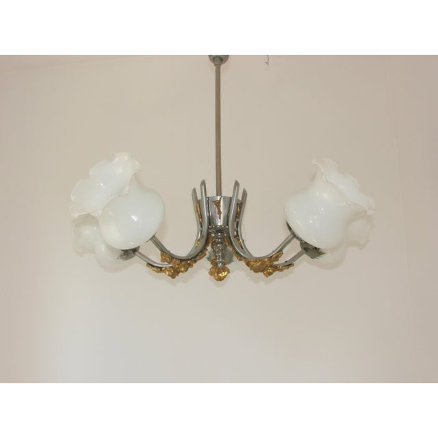 Vintage Art Nouveau Style 5-Light Chandelier, 1950s For Sale - Image 3 of 7