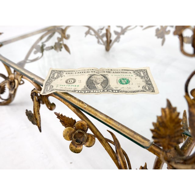 Gold Gilt Metal Flowers Decorated Italian Pyramid Shape Display Shelves Etagere Table For Sale - Image 8 of 16