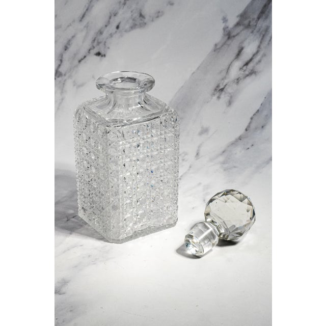 Dazzling Large Heavy Antique Cut Crystal Decanter Faceted Sphere Stopper Starburst Barware Luxury Home Decor For Sale In New York - Image 6 of 14