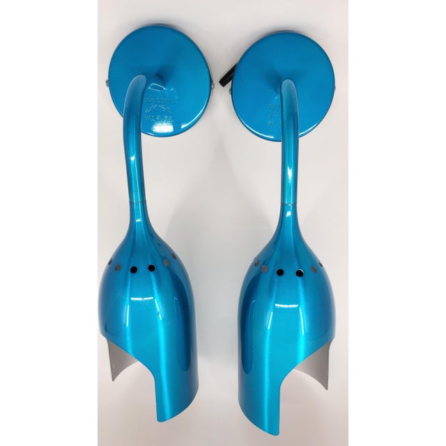 Tsé Tsé Adjustable Wall Lights in French Blue Aluminum, Set of 2 For Sale - Image 5 of 13