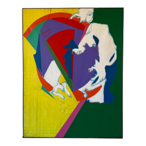 Large Vintage Helen Stein Colorful Expressionist Abstract Acrylic on Canvas Painting – Signed