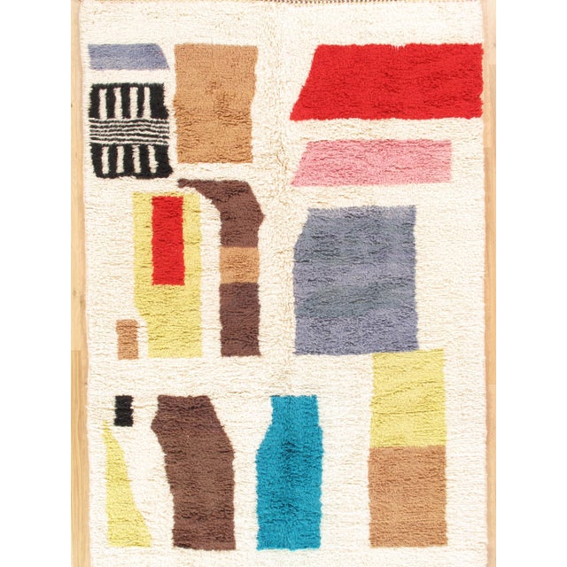 Red Vintage Moroccan Rug by Berber Tribes of Morocco, Cream Color, Red, Blue, Gray For Sale - Image 8 of 11