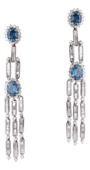 Diamond blue Sapphire Earring in 18k gold
