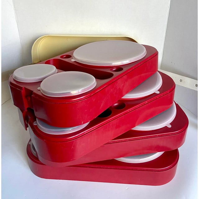 1960's Retro Hampa Red Stacking Plastic Picnic Box for 4 For Sale - Image 12 of 13