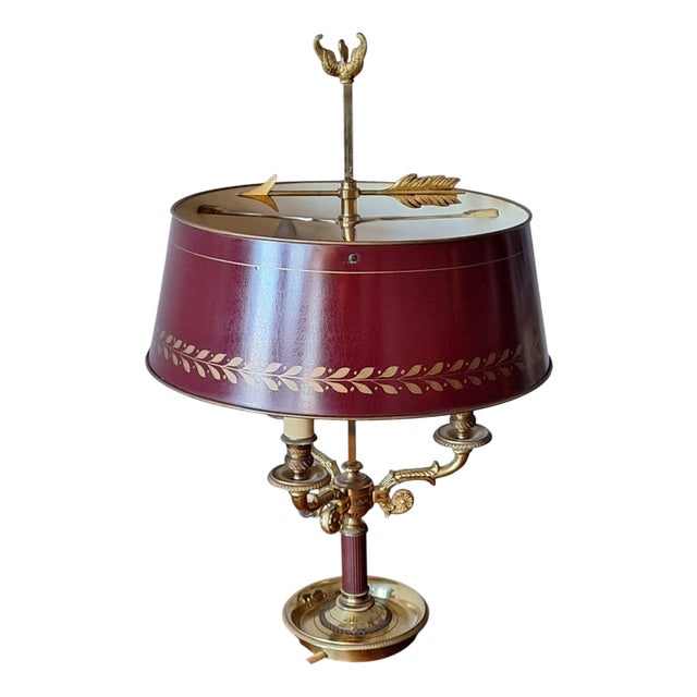Mid-Century Modern French Brass Table Lamp from Maison Lucien Gau For Sale