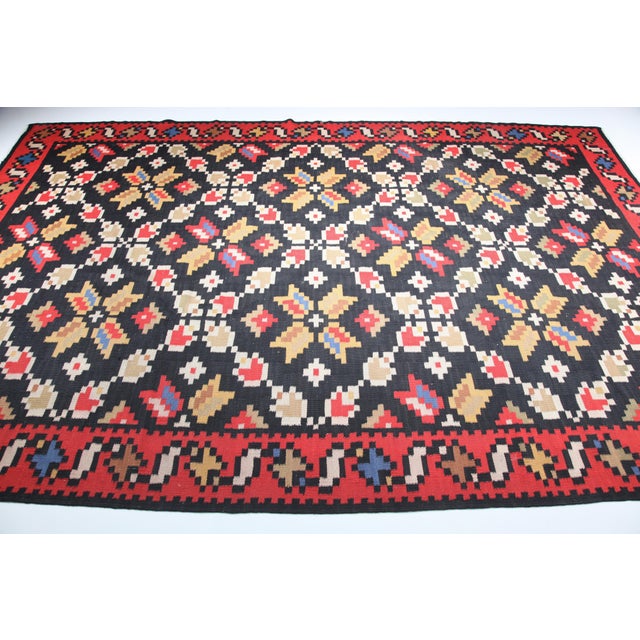 1970s Handmade Vintage Area Turkish Floor Kilim For Sale - Image 9 of 10