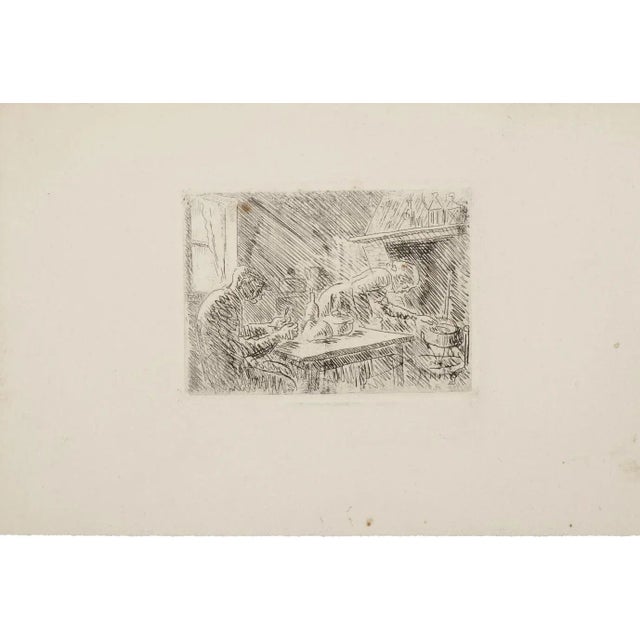 Modern Maurice Asselin, Familiar Scene, Etching, 20th Century For Sale - Image 3 of 3