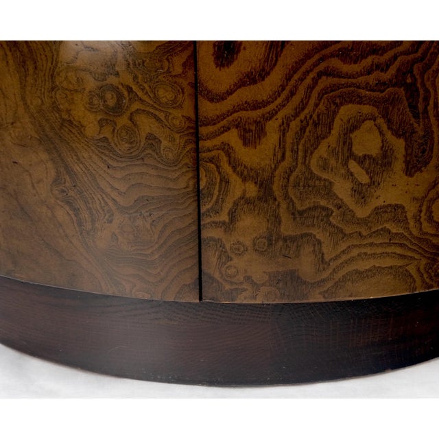 Mid-Century Modern Cylinder Drum Shape Burl Wood End Side Table Nightstand For Sale - Image 9 of 12