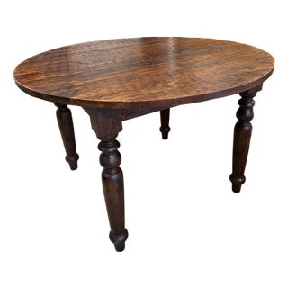 Antique Dutch Walnut Rough Sawn Round Table Early 20th C For Sale