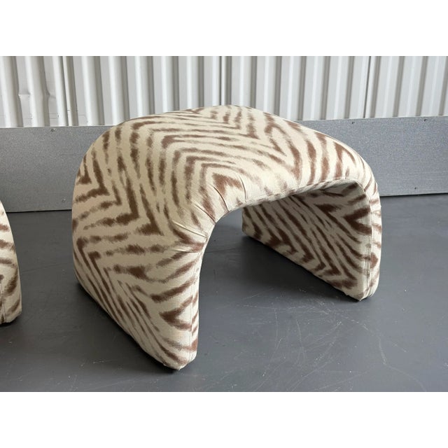 Vintage Upholstered Waterfall Ottomans/ Stools - A Pair For Sale - Image 11 of 12