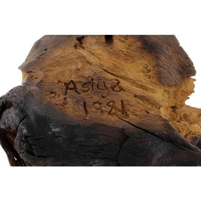 Late 20th Century Very Fine Detailed Burl Wood Carving of an Elf or Gnome Face Wall Sculpture MINT For Sale - Image 9 of 10