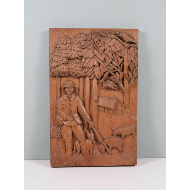 Hand-Carved Oak Wall Decoration, 1989 For Sale - Image 9 of 9