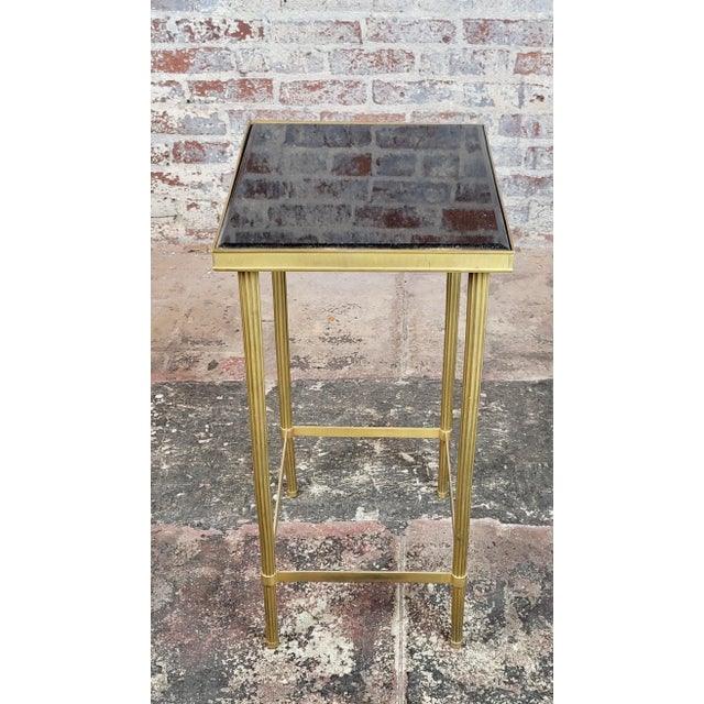 French French Directoire Brass Side Table With Black Granite Top For Sale - Image 3 of 7