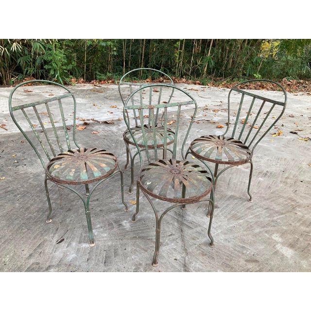 Francois Carre Distressed Petite Garden Chairs - Set of 4 For Sale In Atlanta - Image 6 of 12