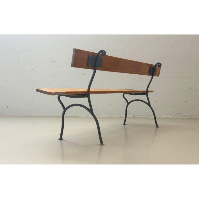 Black Garden Bench with Delicate Cast Iron Frame and Wooden Slats, 1950s For Sale - Image 8 of 16