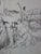 Gaston Barret, Shepherds, Ink on Paper For Sale - Image 3 of 4