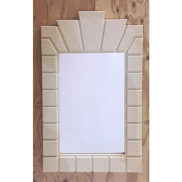 Mid-Century Modern 1970s Architectural Goatskin Lacquer Mirror, Style of Karl Springer For Sale - Image 3 of 10