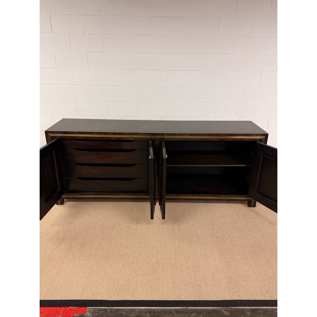 1970's Burled Carpathian Elm and Brass Credenza From Mastercraft For Sale In Cleveland - Image 6 of 10