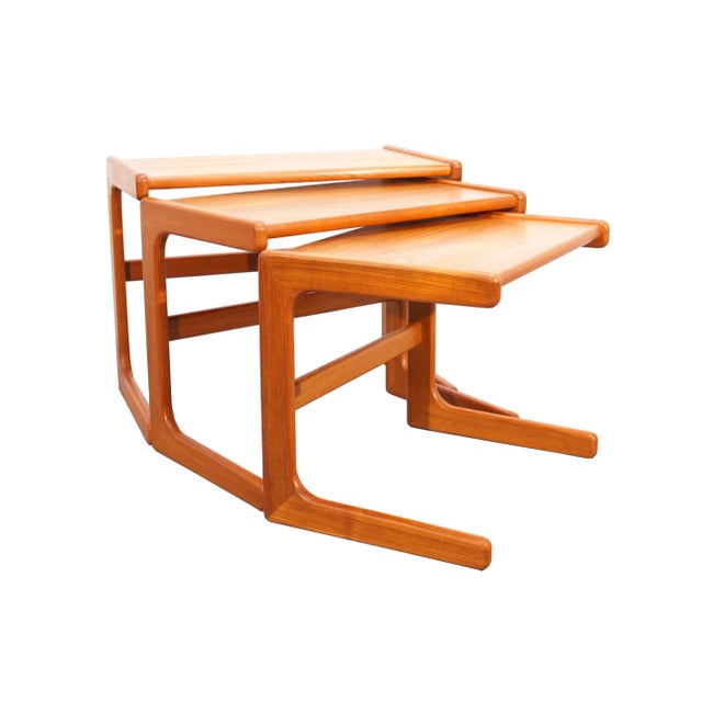 Mid-Century Modern Mid-Century Modern Scandinavian Teak Nesting Tables, Set of 3 For Sale - Image 3 of 11