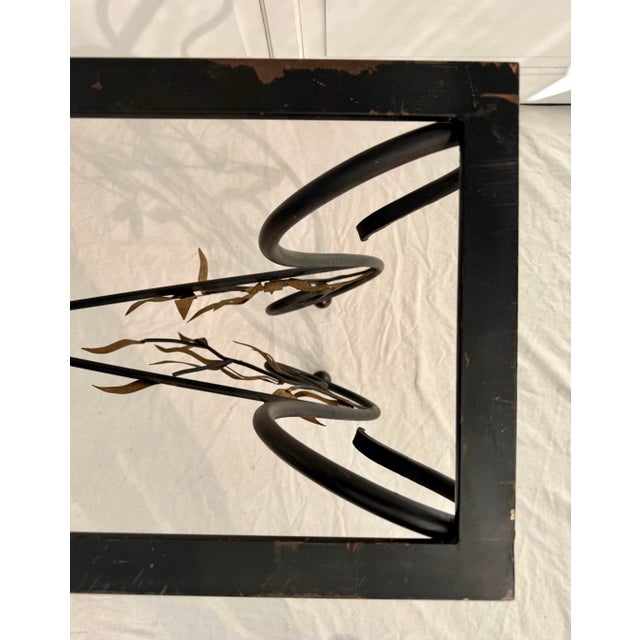1960s Italian Style Wrought Iron & Gilt Leaf Glass Console Table For Sale - Image 15 of 15