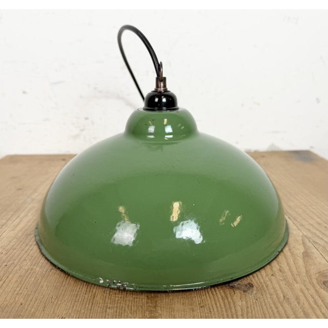 Industrial Green Enamel Pendant Light, 1970s For Sale - Image 14 of 16