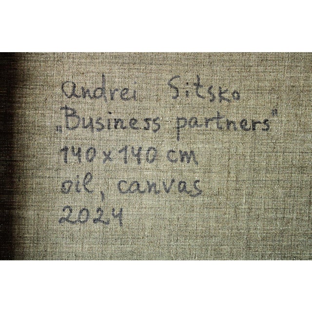Green Artist Andrei Sitsko "Business Partners" Modern Original Painting For Sale - Image 8 of 10