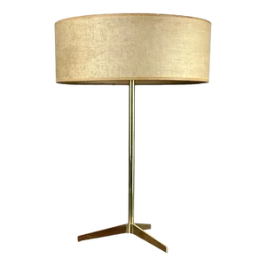 Mid Century Modern Lightolier Brass Tripod Base Table Lamp