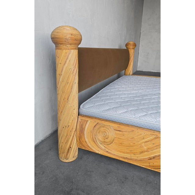 Coastal Reeded Bamboo Wicker Rattan Bed - King Size For Sale - Image 9 of 11
