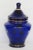 Blue Cobalt Blue Glass Hand Painted Floral Urn Bonboniere Cookie Jar With Lid For Sale - Image 8 of 13