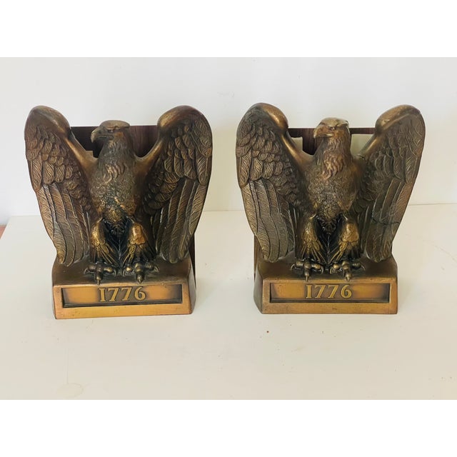 Great pair of American antique bronze eagle bookends.