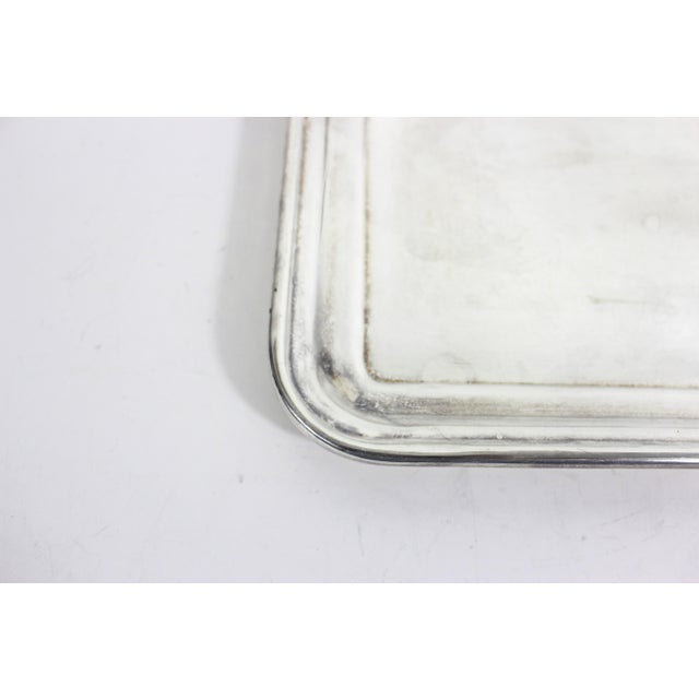Mid 20th Century Vintage Mid Century Small Silver Plated Tray Heavy Seamless Edge Serving Drinks Dish For Sale - Image 5 of 10