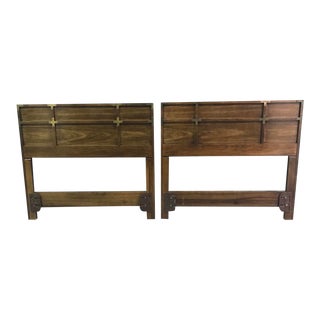 Vintage Bernhardt Campaign Twin Headboards a Pair For Sale