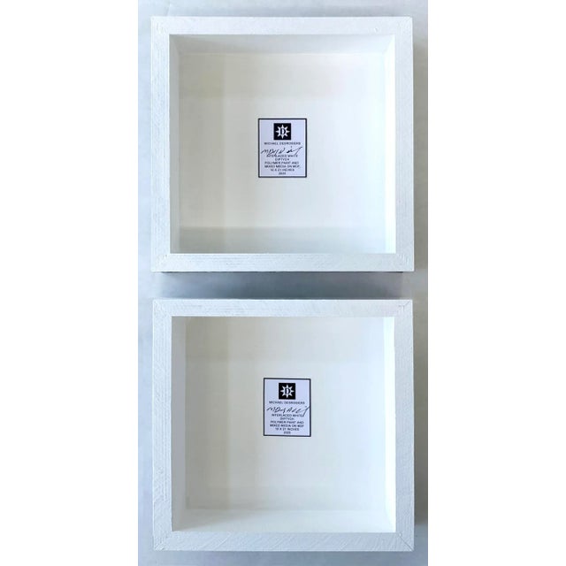 Contemporary "Interlaced White" by Michael DesRosiers Abstract Mixed Media on MDF Panel (2025)-Set of 2 For Sale - Image 3 of 3