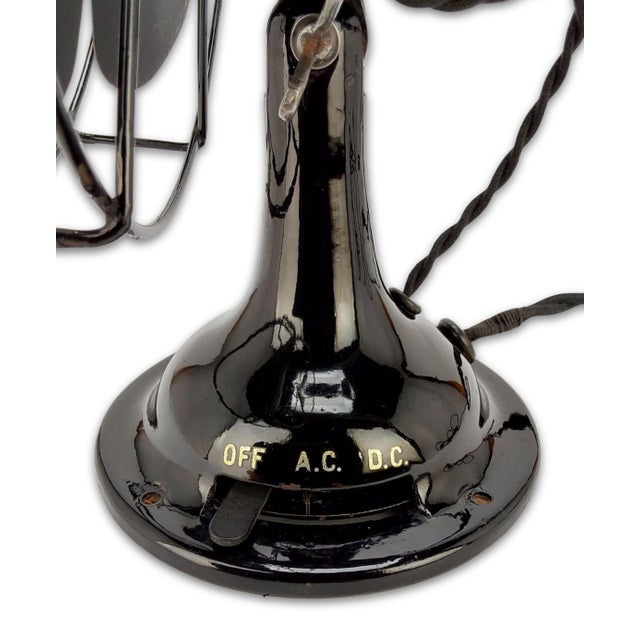 Metal 1914 Robbins & Myers R&M Desk Ac/Dc All Original Stationary Fan For Sale - Image 7 of 9