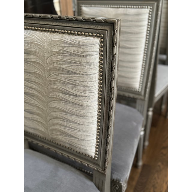 Modern Bespoke Massoud Louis XVI Style Modern Side Chairs - Set of Four For Sale - Image 3 of 11