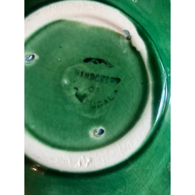 Green Portugese Majolica Leaf Dishes- Set of 2 For Sale - Image 8 of 9