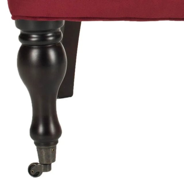 Tufted Armchair, Red Velvet & Java For Sale - Image 4 of 7