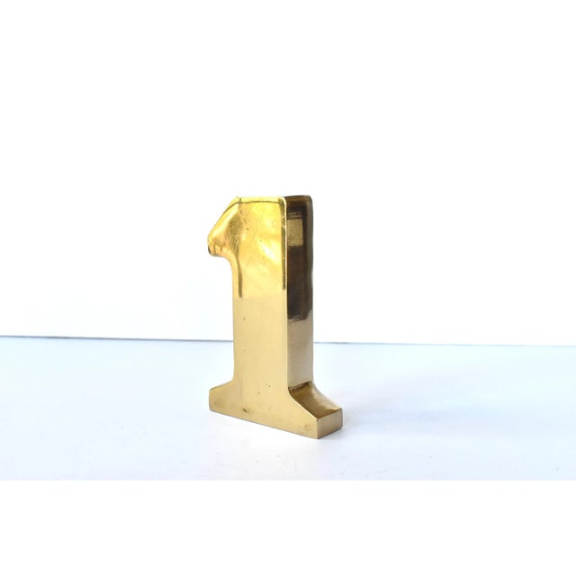 Vintage Brass #1 Paperweight For Sale - Image 4 of 9