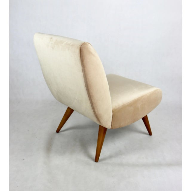 Vintage Lounge Chair in Champagne Beige Velvet, 1970s For Sale - Image 11 of 13