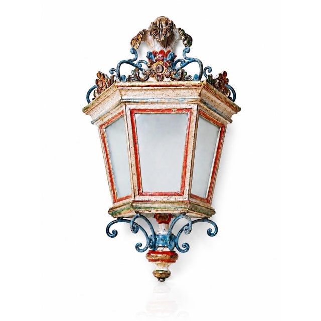 Hollywood Regency Italian Hand-Carved Lantern Wall Light, 1980s For Sale - Image 18 of 18