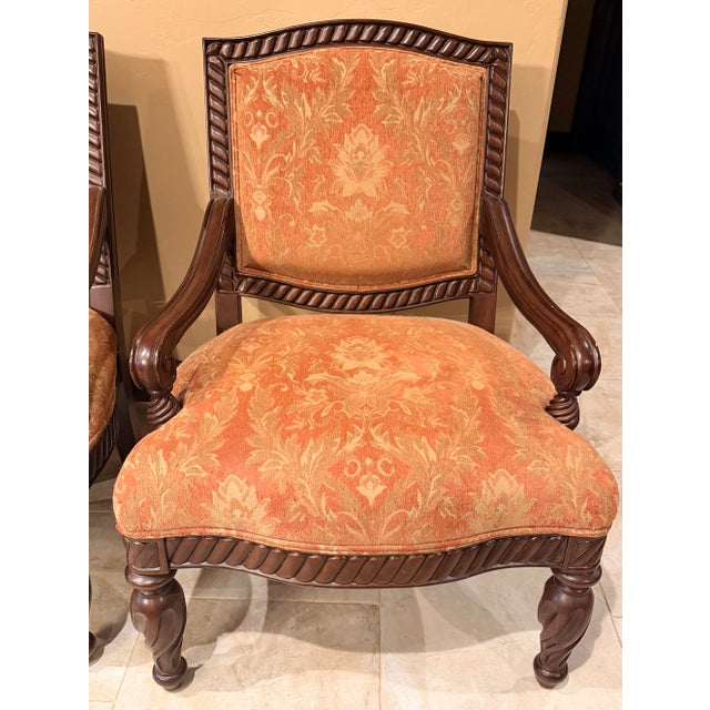 Wood Bernhardt Rope-Carved Upholstered Armchairs – A Pair For Sale - Image 7 of 7