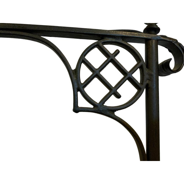Vintage 1920s Spanish Revival Wrought Iron Bridge Floor Lamp With Ruffled Sunset Art Glass Shade Adjustable 55" - 67" 1920s-1930s For Sale - Image 9 of 12
