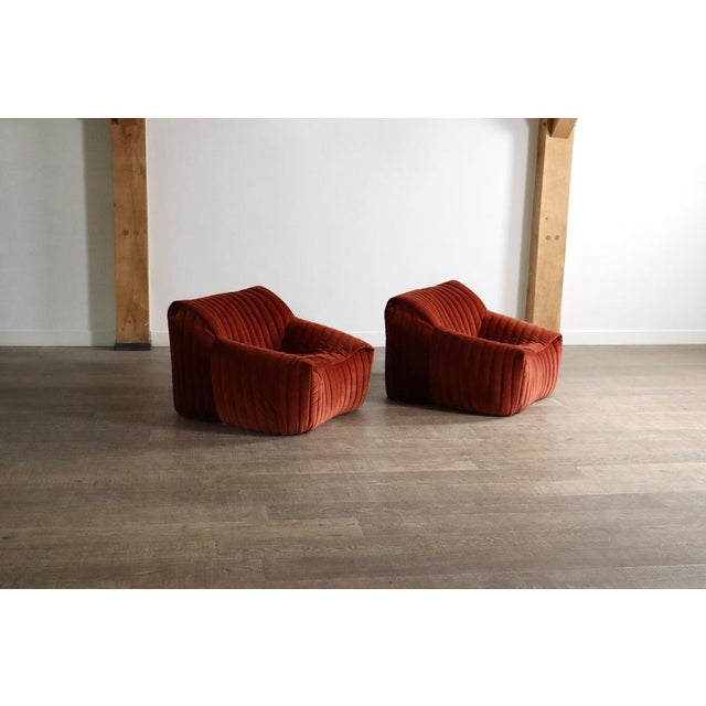 Sandra Lounge Chairs in Velvet by Annie Hieronimus for Cinna, France, 1970s, Set of 2 For Sale - Image 10 of 15