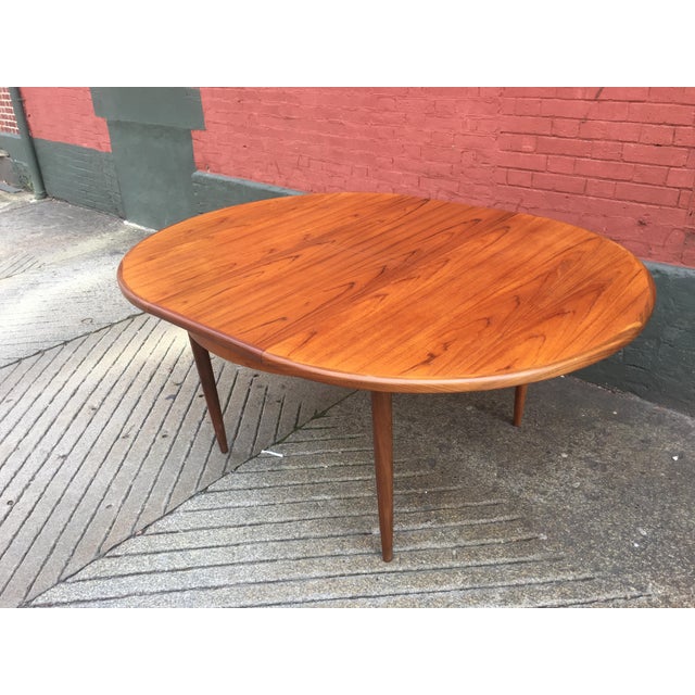 Mid Century Modern Teak Round / Oval Dining Table With 1 ...