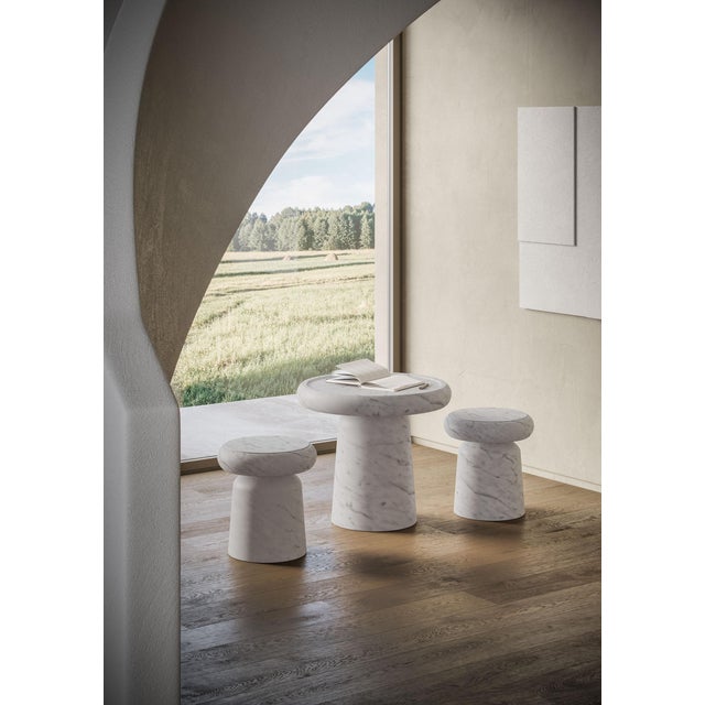 Modern New Modern Side Table in White Gioia Marble, Creator Ivan Colominas For Sale - Image 3 of 6